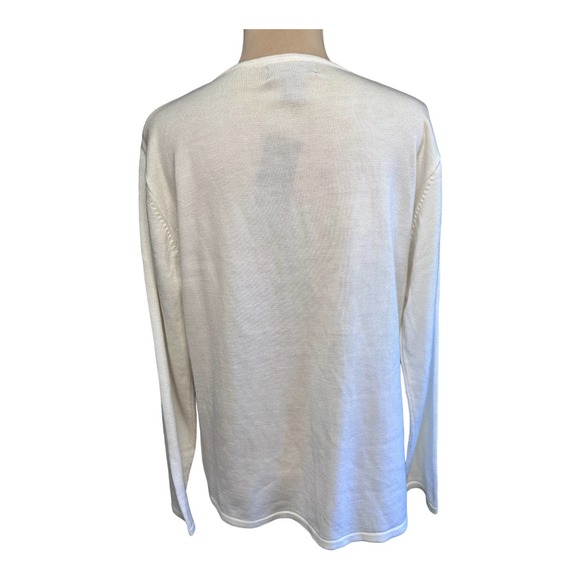 NWOT Jenny Embellished and Beaded V-Neck Winter White Sweater Size XL - Picture 3 of 5